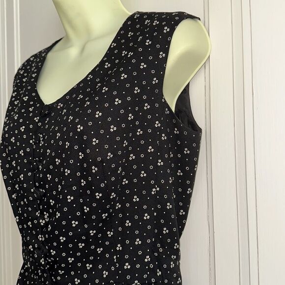 Homemade/handmade black polyester sleeveless dress with white floral print - Picture 5 of 8